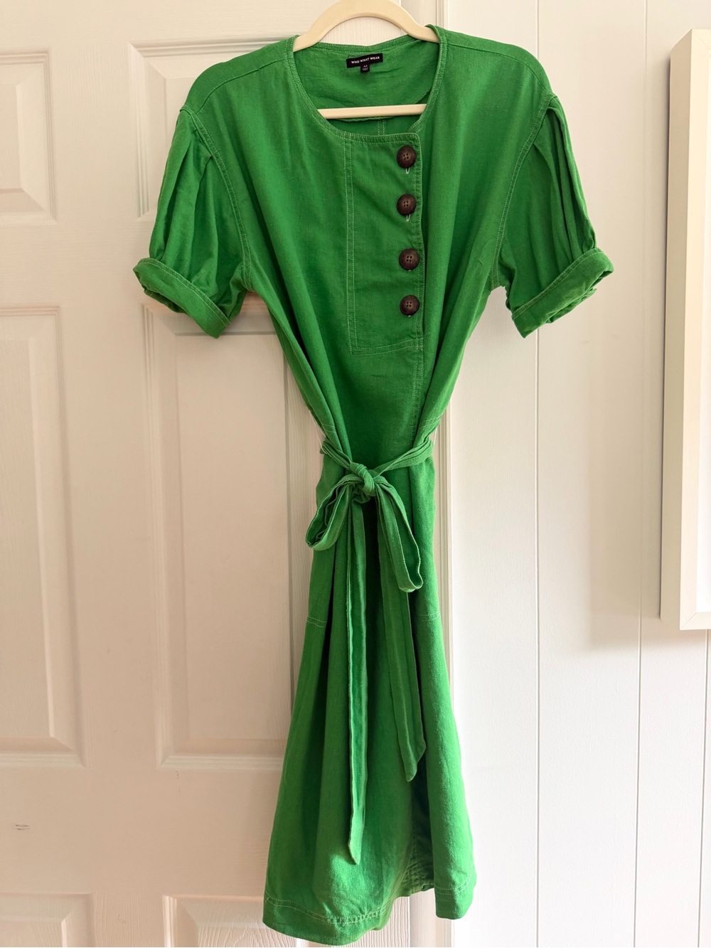 Who What Wear Green Linen Blend dress Sz Medium